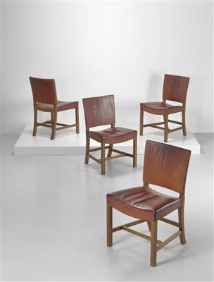 A set of four “Barcelona” chairs (“Red Chairs”), Model No. 4751, designed by Kaare Klint, - Design