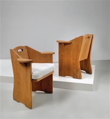 A pair of “Berga” armchairs, the design attributed to Axel Einar Hjorth, - Design