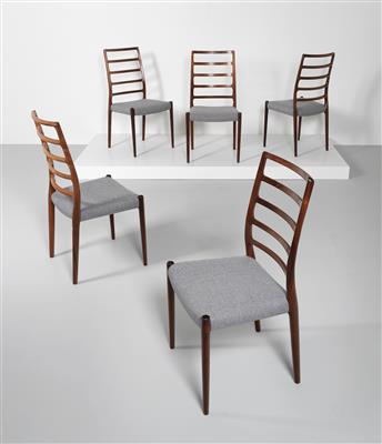 Set of five chairs, model no. 82, designed by Niels O. Møller, - Design