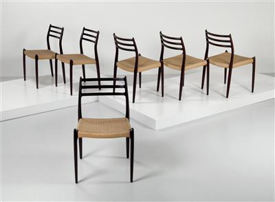 Set of six chairs, model no. 78, designed by Niels O. Møller, - Design