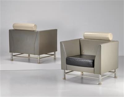 Two “Eastside” armchairs, designed by Ettore Sottsass, - Design