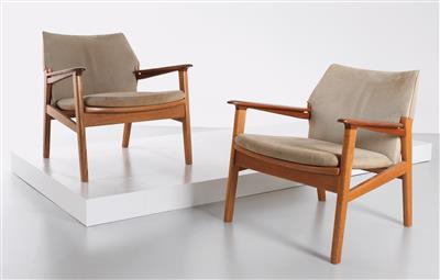 Two rare lounge chairs, designed by Hans Olsen, - Design