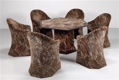 A set of six chairs and a dining table, Pierre Cardin, - Design