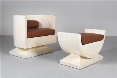 An easy chair and ottoman, designed by Piero Pinto* - Design