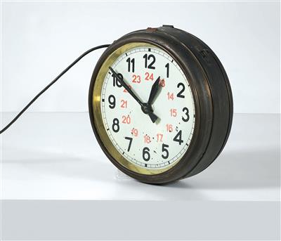 A two-sided “Synchronous Electric Clock”, designed by Peter Behrens c. 1910, - Design