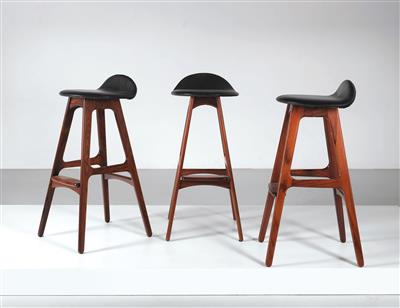 Three bar stools, Model OD 61 rosewood, designed by Erik Buck 1964, - Design