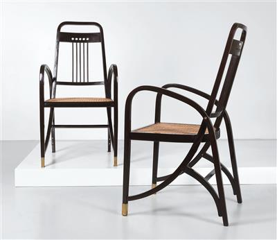 Two armchairs, Model No. 511, designed Vienna c. 1904, manufactured by Gebrüder Thonet, - Design