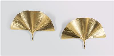 Two “Leaf” wall appliques, designed by Tommaso Barbi Italy c. 1970, - Design