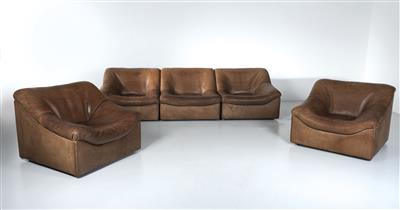 A suite of furniture: a modular sofa and two chairs, Model No. DS46, de Sede, Switzerland, c. 1960, - Design