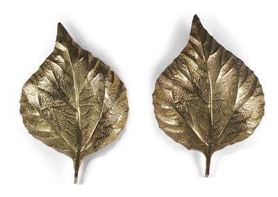 Two ‘Leaf’ appliques, designed by Tommaso Barbi, Italy, c. 1970, - Design