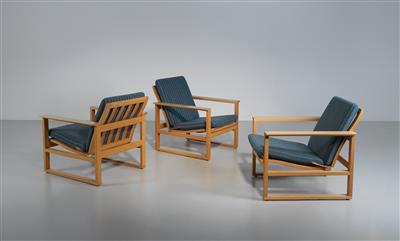 A set of three lounge chairs model Slædestolen 2256, designed by Børge Mogensen - Design