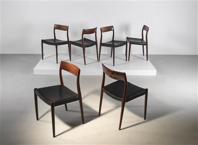A set of six chairs model 77, designed by Niels O. Møller - Design