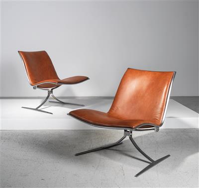 Two rare “Skater” lounge chairs, mod. JK 710, designed by Jørgen Kastholm - Design