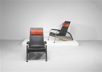 A Pair of ‘D80’ Armchairs ‘Fauteuil de Grand Repos’, designed by Jean Prouvé, - Design