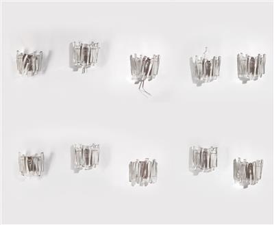 A Set of Ten Frosted Glass Wall Appliques, J. T. Kalmar, - Design