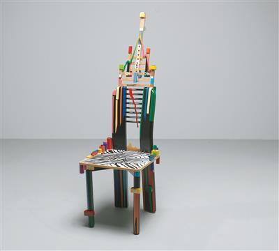 Unikat Hochlehnstuhl Mod. "Corona Art Chair", - Design