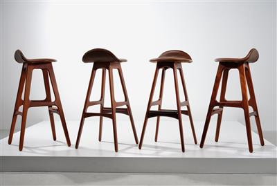 A Set of Four Bar Stools / Bar Chairs Model OD 61, designed by Erik Buck - Design