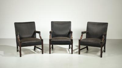 A set of 3 armchairs, designed by Ole Wanscher, - Design