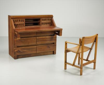 A writing desk / secretary desk with armchair, designed by Giuseppe Rivadossi - Design