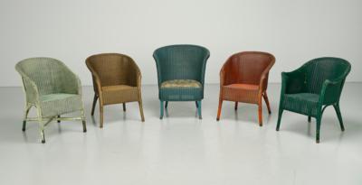 Satz von fünf Sesseln, Lloyd Loom, - Design