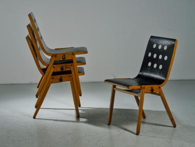 A set of four stacking chairs (mod. 3-4-3), designed by Roland Rainer, - Design