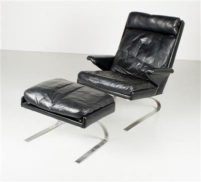 Freischwinger Lounge Sessel mit Fußhocker Modell Swing / Schwing, - Interior Design