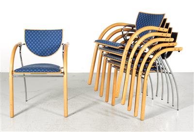 Satz von sechs Stapelstühlen /Besucherstühlen, - Interior Design