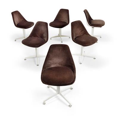 Satz von sechs Stühlen Modell 115, Entwurf Maurice Burke - Interior Design