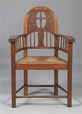 Armlehnstuhl Mod. Nr. 865, Motiv Hubertushirsch, Entwurf Heinrich Vogeler (1872-1942) - Take a seat