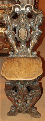 Brettstuhl im italienischen Renaissancestil, - Möbel, Teppiche und dekorative Kunst