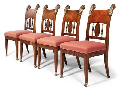 Satz von vier Frühbiedermeier Sesseln, - Möbel, Teppiche und dekorative Kunst