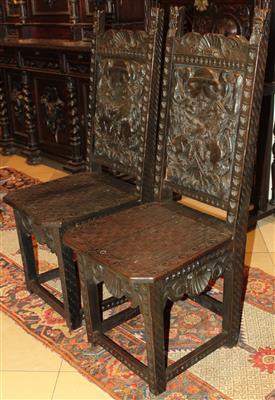 Paar Historismus- Lehnstühle, - Furniture, carpets