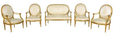 Neoklassizistisches Sitzensemble, - Möbel, Teppiche und dekorative Kunst
