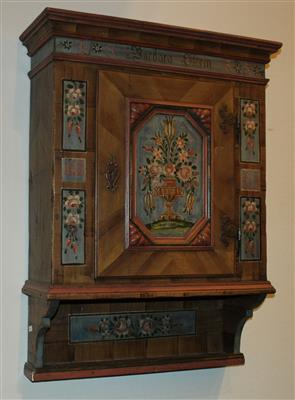 Bäuerliches Wandhängekästchen,1. H. 19. Jh., - Möbel und dekorative Kunst