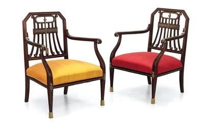 Paar neoklassizistische Armsessel, - Möbel und dekorative Kunst