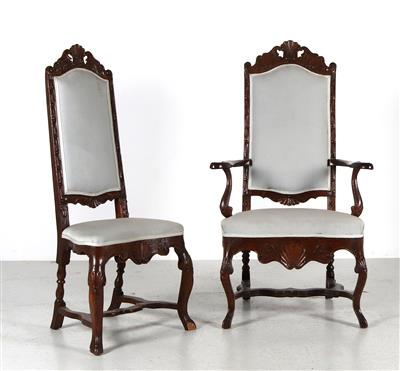 Ein Armsessel und ein Sessel, - Furniture and Decorative Art