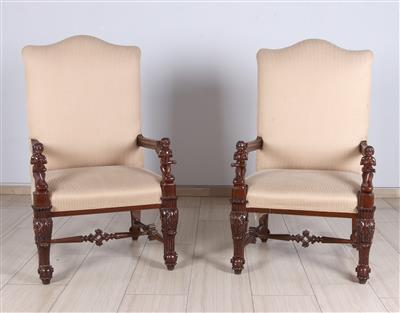 Paar Historismus Fauteuils, - Furniture and Decorative Art