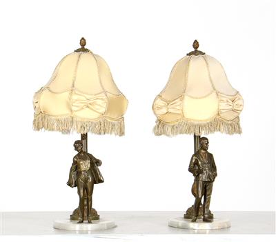 Paar Tisch- bzw. Nachttischlampen um 1930/40, - Möbel und dekorative Kunst