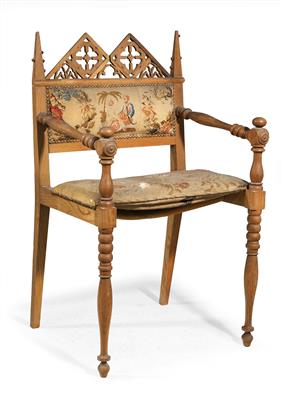 Neogotischer Armsessel, - Saisonabschluß-Auktion Möbel