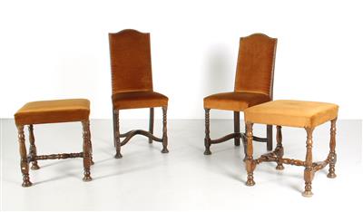 Paar Sessel und Paar Hocker, - Letní aukce Nábytek