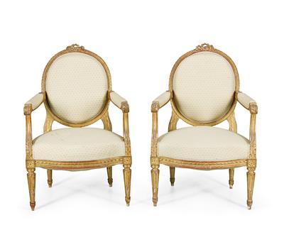 Paar Armsessel im Louis XVI-Stil, - Furniture