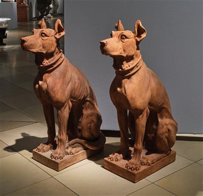 "Paar gr. Hunde i. sitzender Haltung" - Gartenfiguren, - Zahradní nábytek a ozdoby