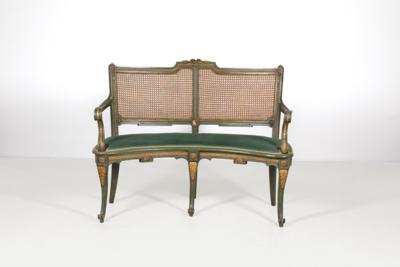 Halbrunde Sitzbank i. Louis XVI- Stil, - Möbel