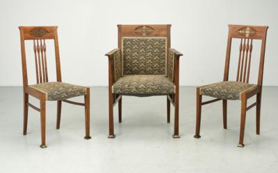 Sitzensemble bestehend aus einem Armsessel und zwei Sesseln, - Mobili