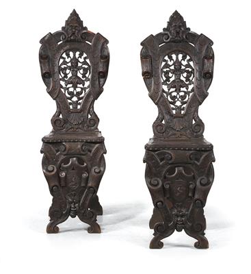 Paar dekorative Historismus Brettsessel im Renaissancestil, - Furniture and Decorative Art