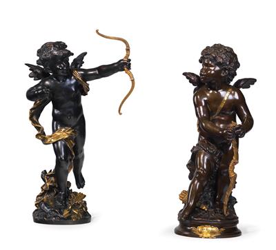 Zwei Bronze-Amoretten, - Mobili e arti decorative