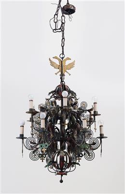 An iron chandelier, - Rustikální nábytek
