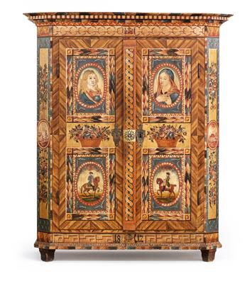 A museum-quality Upper Austrian rustic cabinet, - Rustikální nábytek