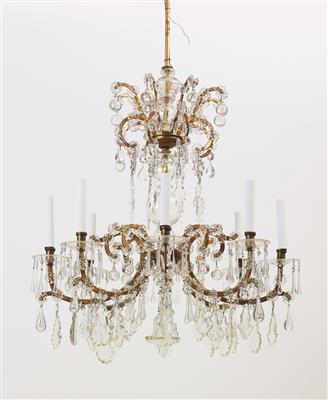 Crown-shaped glass chandelier, - Mobili e arti decorative