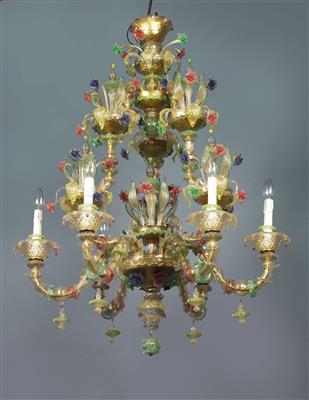Splendid and colourful Murano glass chandelier, - Nábytek